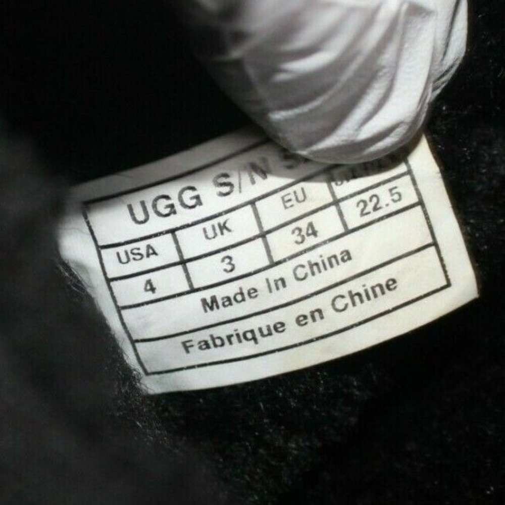 UGG Youth Sz 4 Classic Tall Black Suede Shearling Lined Pull On Mid Calf Boots - Picture 12 of 12